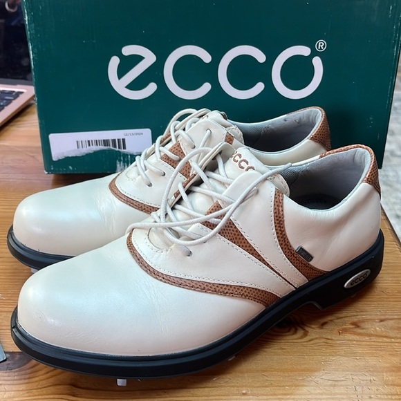 Ecco classic saddle white cognac Gore-Tex Golf Shoes - Size 36 - Picture 4 of 14